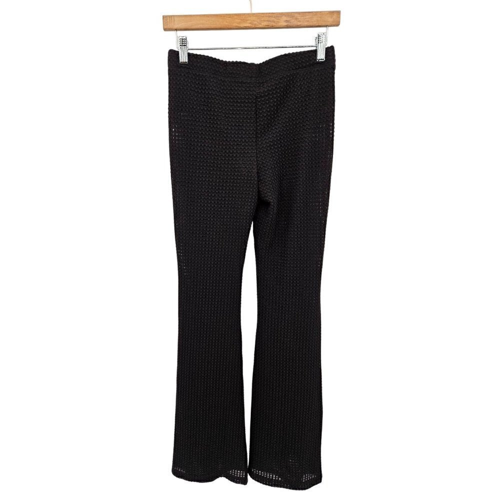 H&M Divided Pants Bootcut Open Knit Black Womens Sz XS Panty Lined High Rise NEW - Picture 2 of 7